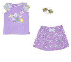 NWT Gymboree Toddler Girls 18-24M Lavender Skirt Pocketful of Posies Tee NEW - £19.29 GBP