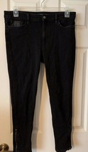 Lauren Ralph Lauren Women&#39;s Black Jeans W Zippers on Legs &amp; Faux Leather Sz 12 - £13.93 GBP