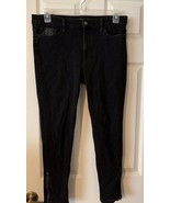 Lauren Ralph Lauren Women&#39;s Black Jeans W Zippers on Legs &amp; Faux Leather... - £13.82 GBP
