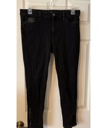 Lauren Ralph Lauren Women&#39;s Black Jeans W Zippers on Legs &amp; Faux Leather... - $24.11 CAD