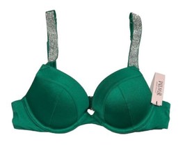 Victoria&#39;s Secret Bikini Reggiseno Verdeggiante Verde Argento Bling Shine Strap - £31.33 GBP