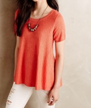 NWT ANTHROPOLOGIE Spacedye Swing Pullover SMALL Orange Top Sweater Short... - $14.99