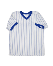 Vintage Baseball Jersey Mens M White Blue Striped Ringer V Neck Minor Le... - $14.44