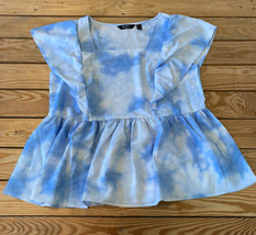 Du Jour NWOT Women’s Tie Dye Ruffle blouse size M Blue DH - £8.60 GBP