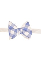 ALEXIS MABILLE Mens Bow Tie Large Elegant Vichy Blue White  MADE IN FRANCE - $194.39