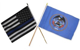 K&#39;s Novelties 12x18 12&quot;x18&quot; Wholesale 2 Flag Combo USA Police Blue &amp; Utah State  - £8.69 GBP