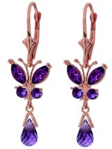 Galaxy Gold GG 14k Rose Gold Butterfly Earrings with Natural Amethysts - $524.99+