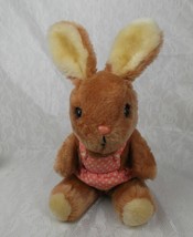 Dakin 1980 Bunny Rabbit Girl Brown Polka Dot Dress 11&quot; Plush Stuffed Ani... - $15.98