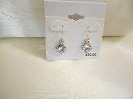 Department Store 7/8" Silver Tone Simulated Diamond Dangle Drop Earrings A720 - $14.39