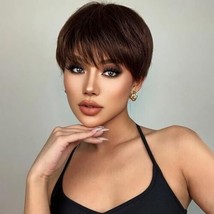 Pixie Cut Wigs Cute Boy Cut Brown Wigs for Women Synthetic Hair Natural Looking - £26.95 GBP