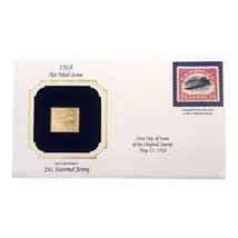 1918 Air Mail Issue 22kt Gold Replica 24c Inverted Jenny Stamp 1st Day o... - $11.30