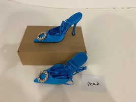 ASOS Design Percy Embellished Tie Leg High Heeled Blue Shoes UK 6 (ph46) - £33.66 GBP