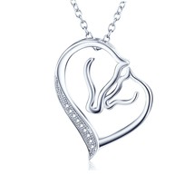 925 Sterling Silver &amp; Child Horse Head Pendant Necklace Gifts Her Cyber Monday - $62.32