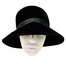 Gene Doris New York Peach Bloom Velour Vintage 1960’s Black Bucket Hat Size 22 - £48.67 GBP