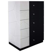 Modern 5-Drawer Chest: Black/White Lacquer Wood Storage Unit - €754,20 EUR