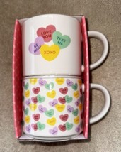 Set Of 2 Candy Hearts 16oz Mugs Cups Valentine’s Day Love You Be Mine Xoxo New - £22.32 GBP