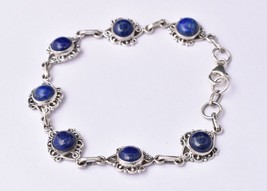 Plata de Ley Lapis Lazuli Piedra Preciosa Hecho Mujer Pulsera Regalo Aniversario - £91.91 GBP