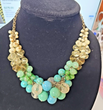 Lia Sophia Sea Foam Necklace Light Green Stone Beads Adjustable 18inches - $13.08