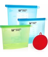 Set of 3 Silicone Bags for Food Storage, Meal Preparation Air-Tight Free... - $18.80