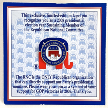 2008 RNC Republican GOP Elephant Lapel Lanyard Pin Souvenir Politics Collectible - £7.12 GBP