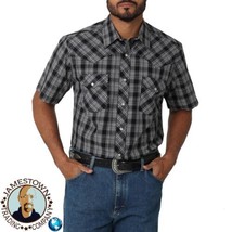 Wrangler Pearl Snap Men&#39;s Short Sleeve Western Shirt S Black Beauty - $19.99