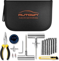 Flat Tire Repair Kit with Plugs 31 Pcs for Car Motorcycle ATV Jeep Truck Tractor - £22.54 GBP