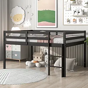 Full Loft Bed, Solid Wood Loft Bed Frame for Kids Girls Boys, Espresso - £329.59 GBP