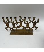 Vintage Keith Haring Style Judaica Menorah Brass Hanukah Candle Holder - $62.88