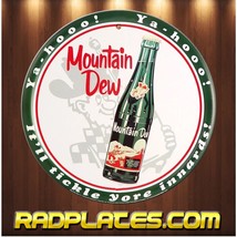 Vintage Style Round Man Cave Gift Mountain Dew Aluminum Sign 12&quot; - £15.46 GBP