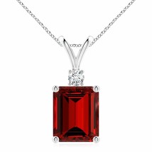 ANGARA Lab-Grown Ruby Pendant Necklace with Diamond in Silver (12x10mm,6.25Ct) - £1,180.11 GBP