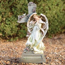 May You Find Comfort in the Arms of An Angel Resin Angel Cross Garden Statue - £60.52 GBP