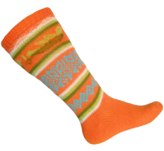 Women&#39;s orange high calf winter socks. Thick knitted alpaca and llama wool socks - £8.42 GBP