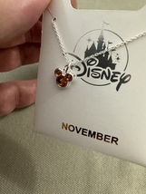 Disney Parks Mickey Mouse Faux Topaz November Birthstone Necklace Silver Color image 3