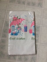 Vintage Best Wishes Paper Table Cover Disposable Tablecloth Parasol 54 x 96 - $26.88