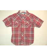 Gymboree Boys Dress Shirt Size 4 Short Sleeves Red &amp; Blue Plaid Front Bu... - £6.44 GBP