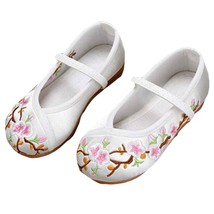 White - Chinese Traditional Embroidery Shoes Flower Shoes Girls Ballet Flats(D01 - £32.19 GBP