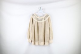 Vtg 70s Mid Century Modern Womens 42/44 Ruffled Lambswool Angora Knit Sweater - £63.26 GBP