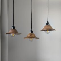 Handcrafted wooden pendant lamp with unique wave-shaped, Lampshade for k... - $75.00