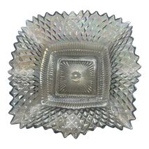 Vintage Candy Dish/Ash Tray iridescent Blue Diamond Point Ruffled Edge 7... - $1.70