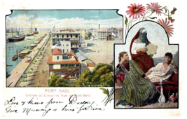 Entrance to Canal Port Said Egypt Postcard Posted - $6.64