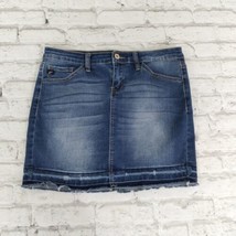 Kancan Skirt Womens Juniors 7 27 Blue Denim Jean Cut Off Distressed Stretch Mini - £14.34 GBP