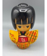 Vtg Creative Kokeshi Sogen Folk Crafts Japan #557 Yellow Kimono - $30.38
