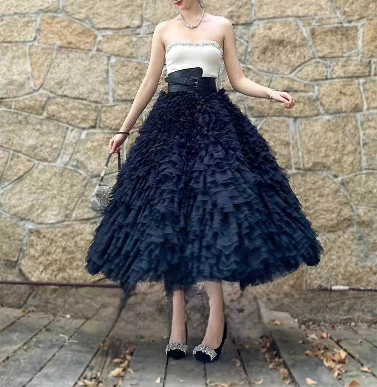 Black tiered tulle skirt 3