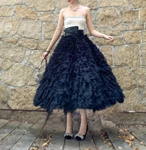 Black Tiered Skirt Outfit Ruffles Black Tiered Tulle Skirts Plus Size Maxi Tutu image 1