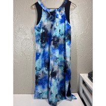 Sympli Womens Whisper Reversible Dress Front or Back Tie Blue Watercolor... - $557.80 MXN