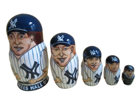 NY Yankees Classic Nesting Doll/5-pc Set/Handmade/6.5&quot; Tall/Signed/FREE ... - $35.52