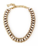 Lee Angel Neiman Marcus Box Link Collar Clear Crystal Baguette Necklace ... - £104.66 GBP