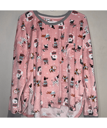 Cuddl Duds Pink and Black Puppy Print Lounge Top - $216.09 MXN