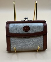 Vintage Classic Leather Beige Brown Dooney &amp; Bourke  Kids lock Snap Wallet - $31.19