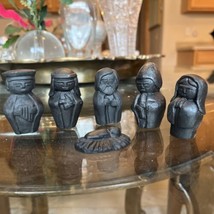 Argentine Gauchos Nativity Scene 6 Black Clay Figurines Christmas Holy Family - £148.55 GBP